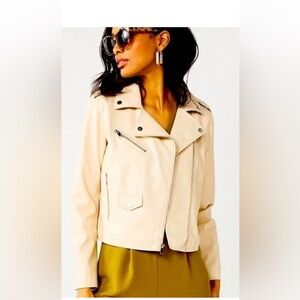 Nine West Women's Cream Leather Jacket